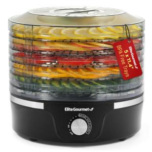Desidratador de Alimentos London Sunshine com 5 Bandejas com Controle de Temperatura 350W, 110v, ELITE GOURMET, Preto