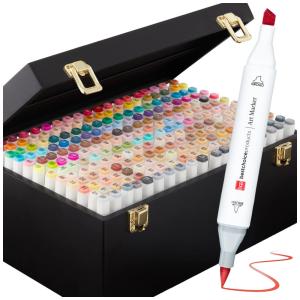 Kit de Canetas Profissionais com Pontas Duplas e Caixa para Transporte, 228 Peças, Best Choice Products