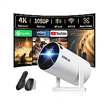 Projetor Mini coolid Branco Suporte 4K Nativo 1080P WiFi 6 Rotação 180° C2 36V