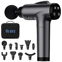 OLsky Massageador Pistola Elétrico Profissional Sem Fio 10 Acessórios 30 Velocidades Ultra Silencioso