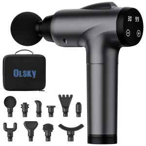 OLsky Massageador Pistola Elétrico Profissional Sem Fio 10 Acessórios 30 Velocidades Ultra Silencioso