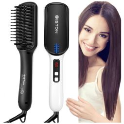 Escova Alisadora Elétrica com 9 Configurações de Temperatura e Desligamento Automático, Bivolt, OPEYOUWILL, Branco