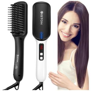 Escova Alisadora Elétrica com 9 Configurações de Temperatura e Desligamento Automático, Bivolt, OPEYOUWILL, Branco