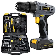Kit de Ferramentas com Maleta de Transporte e Parafusadeira, 77 Peças, 110v, UNITECO, Preto