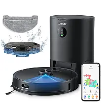 Aspirador de Pó Robô com Conexão via APP, WI FI, Auto Carregamento e Mapeamento Multinível, 110v, LARESAR L6 Pro, Preto