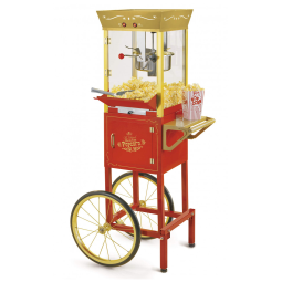 Carrinho Profissional de Pipoca com Panela de 0,28g, Faz até 32 Xícaras, 110V, Nostalgia, Vermelha e Dourada