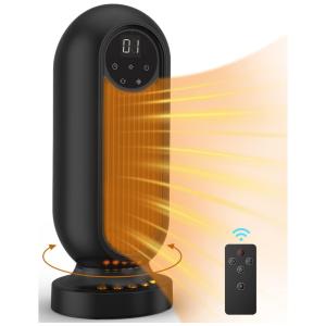 Aquecedor Elétrico de Cerâmica com Controle Remoto e Temporizador, 1500W 110V, Gabless, Preto