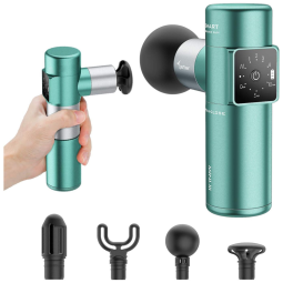 Mini Massageador Pistola Elétrico Profissional Sem Fio 4 Acessórios, SPORTNEER, Verde