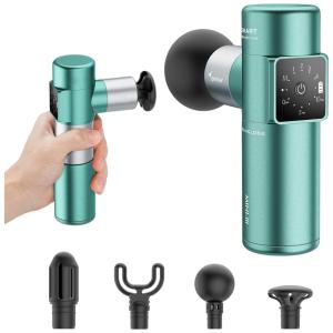 Mini Massageador Pistola Elétrico Profissional Sem Fio 4 Acessórios, SPORTNEER, Verde