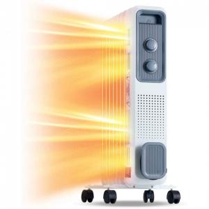 MELLCOM Aquecedor Elétrico a Óleo, 3 Modos de Aquecimento, 1200W, 110V, Branco