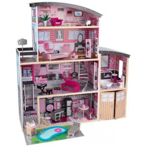 Casa de Bonecas com 30 Acessórios, Luzes e Sons para Crianças a partir de 3 anos, KIDKRAFT 65826, Rosa