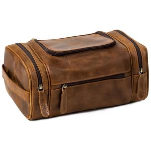 Necessaire Masculina de Couro, ELIZO, Marrom Claro