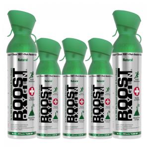 Boost Oxygen em Lata 10 Litros (2 Unidades) e 5 Litros (3 Unidades) com Bico Embutido, Ideal para Altitudes Elevadas e Recuperação
