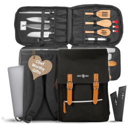 Chef Estojo, Bolsa Portátil para Facas com 30 Slots, Facas não Incluídas, Marrom