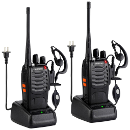 Rádio Comunicador Walkie Talkie Baofeng 888S Recarregáveis de Longo Alcance com Fones, Rádio Profissional Bidirecional para Adultos
