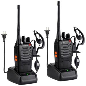 Rádio Comunicador Walkie Talkie Baofeng 888S Recarregáveis de Longo Alcance com Fones, Rádio Profissional Bidirecional para Adultos