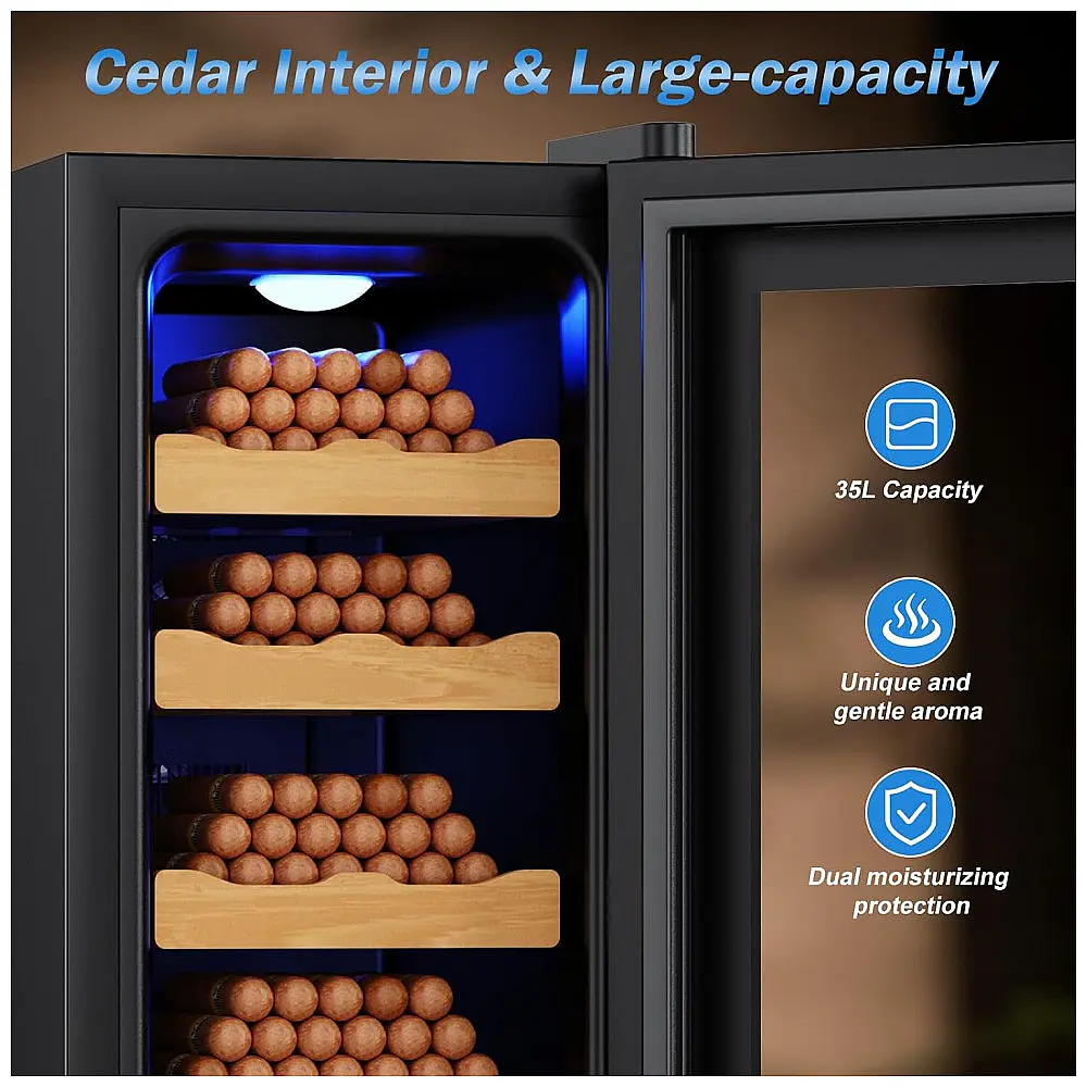 Humidor Elétrico Velivi Preto 35L com Controle de Temperatura e Umidade 110V — foto 3