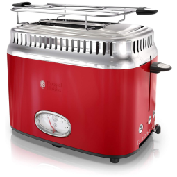 Torradeira Elétrica Estilo Retrô, com 2 fatias, Aço Inoxidável, 110v, RUSSELL HOBBS TR9150RDR, Vermelho