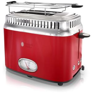Torradeira Elétrica Estilo Retrô, com 2 fatias, Aço Inoxidável, 110v, RUSSELL HOBBS TR9150RDR, Vermelho