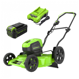 Cortador de Grama Greenworks 40V com Rodas Grandes e Motor Sem Escovas
