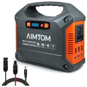 AIMTOM Estação de Energia Portátil 155W Saída 110V, 12V e USB Bateria de Lítio Alça Confortável