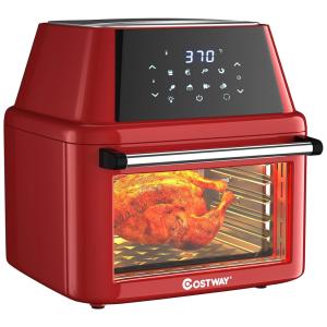 Fritadeira Elétrica AirFryer 8em 1, 19L com Painel Digital e Janela de Visualização, 110V 1800W, COSTWAY, Vermelha