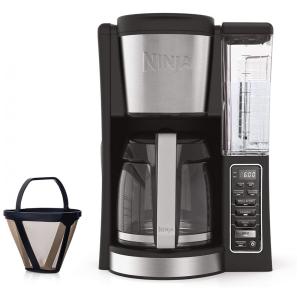 Máquina de Café Programável Ninja 12 Copos Estilo Clássico e Rico Reservatório 1,77 L Extração Térmica Filtro Permanente Preto/Aço Inox