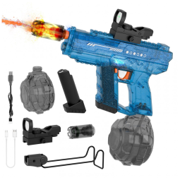 Pistola de água elétrica transparente QHECTTY azul tanque 800 ml alcance longo bateria 1200 mAh