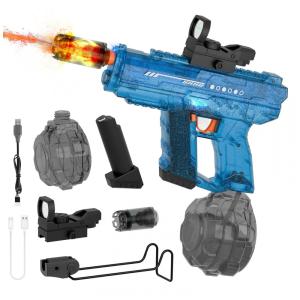 Pistola de água elétrica transparente QHECTTY azul tanque 800 ml alcance longo bateria 1200 mAh