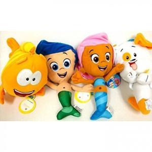 Pelúcias Personagens Gil, Molly, Seor Grouper e Puppy, 4 Personagens, BUBBLE GUPPIES, Rosa