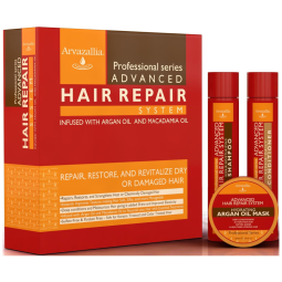 Shampoo e Condicionador e Máscara Óleo de Argan Macadâmia Melhora Textura e Elasticidade, ARVAZALLIA, Vermelho