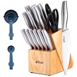 Cibeat S033 Conjunto de Facas em Aço Inoxidável com Bloco de Bancada, 6 Peças, Preto