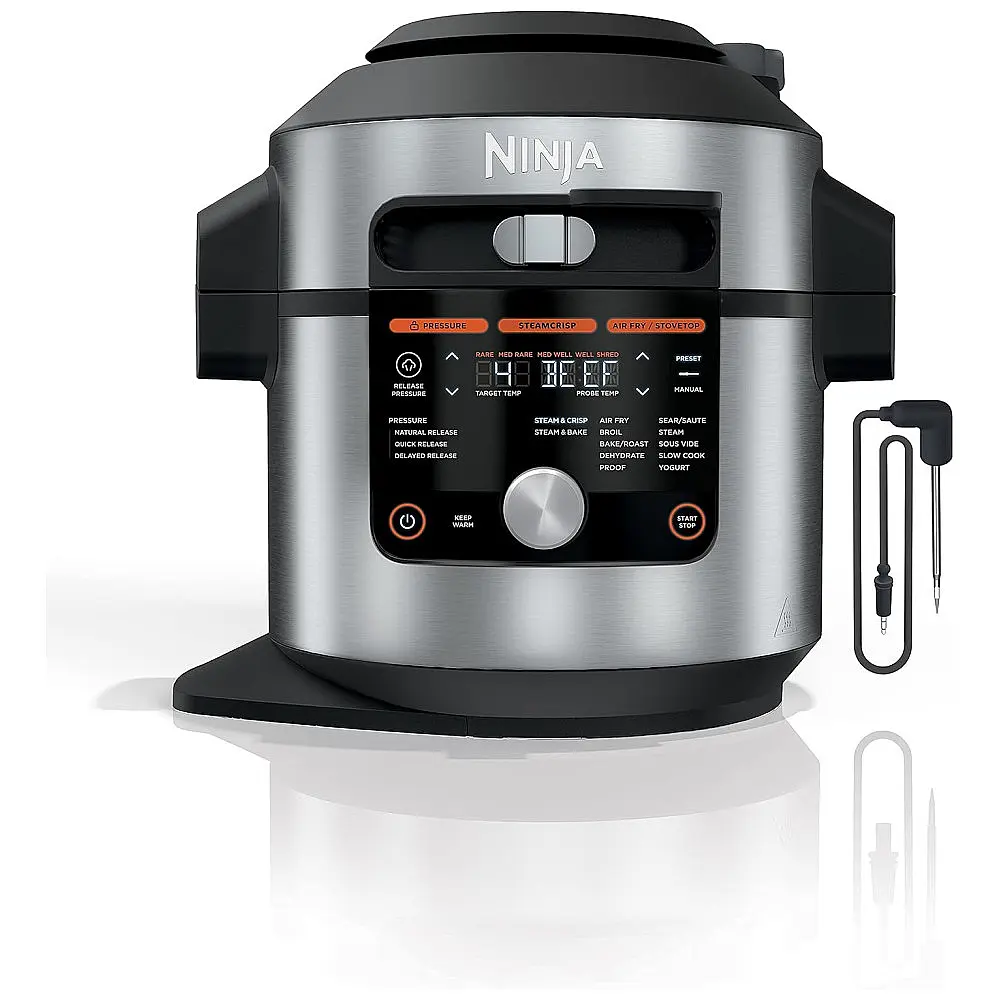 Panela de Pressão Elétrica 14 em 1, Capacidade 8L Multifuncional com Painel Digital, Aço Inoxidável, 110v, NINJA OL701, Prateado