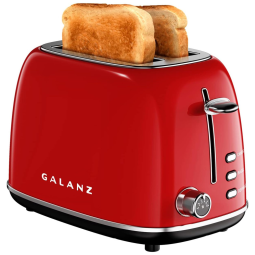 Torradeira Elétrica Retrô 2 Fatias com 6 Níveis de Tostagem e Bandeja de Migalhas Removível, 110V, Galanz, Vermelha