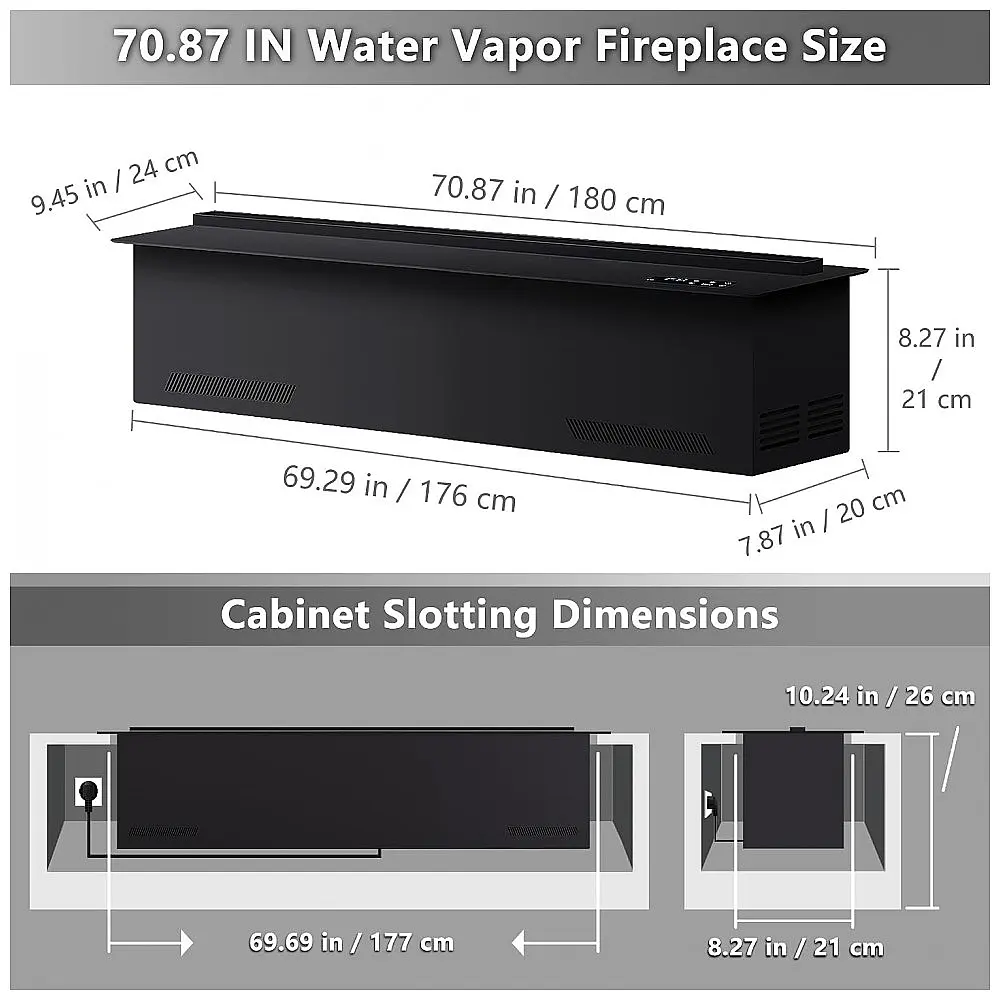 Lareira Elétrica a Vapor Mexhom Multicolor RGB Chama Atomizada Controle Remoto 180 cm Voltagem 110V-120V — foto 2
