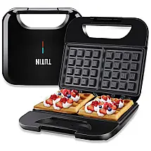 Máquina de Waffle Antiaderente, Aço Inoxidável, 750W, 110v, TUTIN, Preto