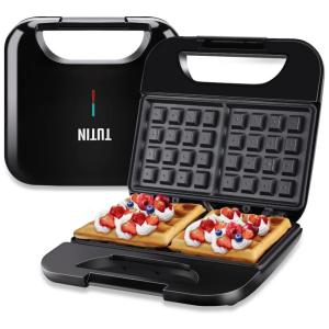 Máquina de Waffle Antiaderente, Aço Inoxidável, 750W, 110v, TUTIN, Preto