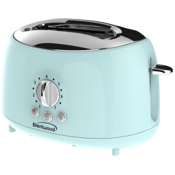 Torradeira Elétrica de 2 Fatias com 5 Níveis de Tostagem, Aço Inoxidável, 800W, turquesa, turquesa, 110v, BRENTWOOD TS 270BL, Azul turquesa