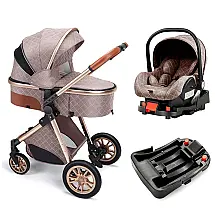 Carrinho de Bebê Travel System, 2 Posições, Dobrado Facilmente com um Clique, BEBECOSY, Marrom