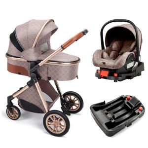 Carrinho de Bebê Travel System, 2 Posições, Dobrado Facilmente com um Clique, BEBECOSY, Marrom