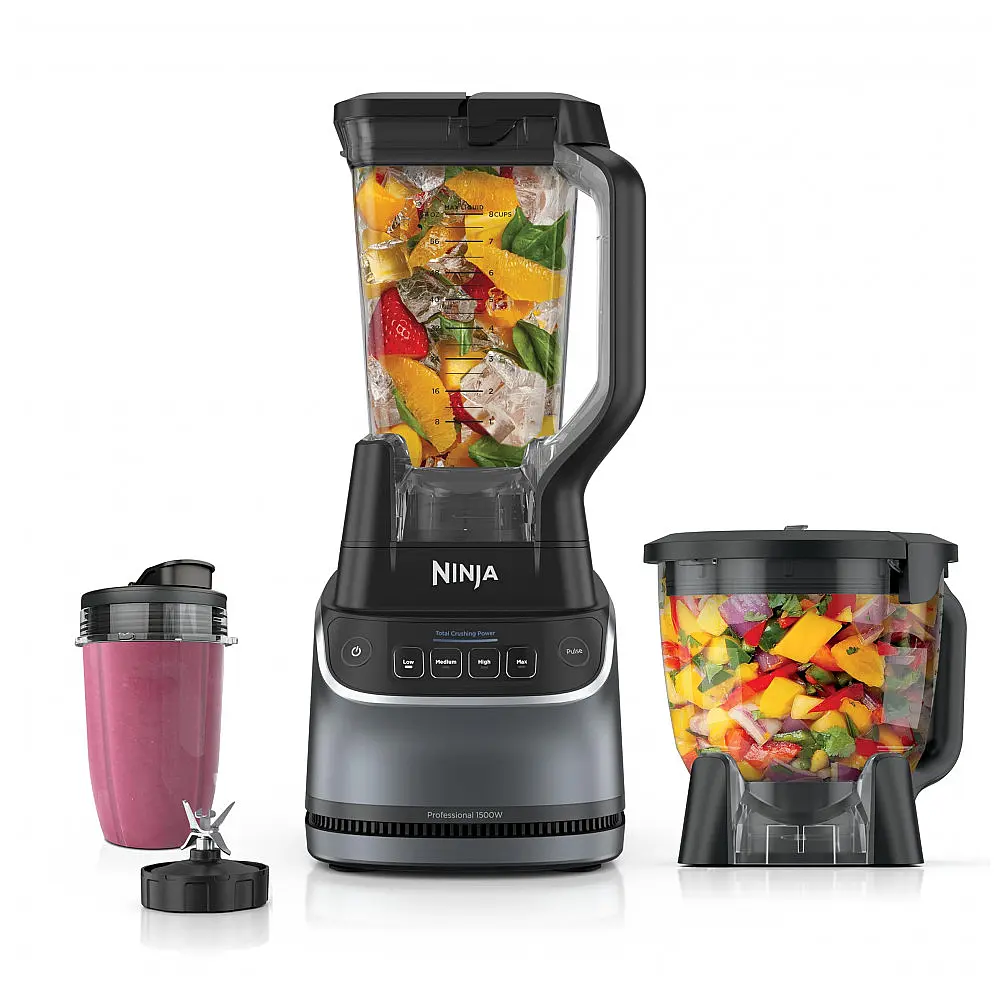 Liquidificador Ninja BP401 UltraCrush Sistema de Cozinha 3-em-1 1500W Processador Prata 120V