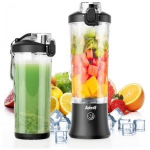 Liquidificador Pessoal Portátil 600mL com 6 Lâminas e Trava de Segurança, 20W, TULEVIK, Preto