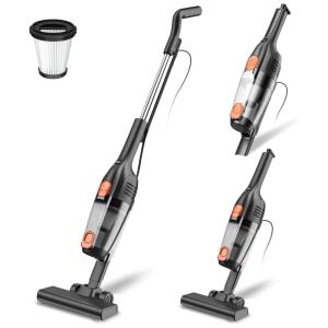 Aspirador de Pó Vertical com Fio, 20000pa de Sucção Poderosa, 2 em 1 Leve para Pêlos de Animais e Pisos Difíceis - Laranja e Preto,Vazone