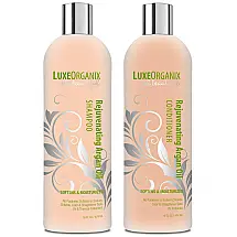 Shampoo e Condicionador Óleo Marroquino Repara e Suaviza Cabelos Danificados Secos 473ml, LUXEORGANIX, Rosa claro