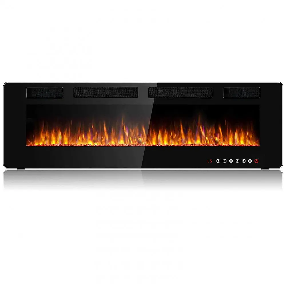 Lareira Elétrica BOSSIN 152x46cm 1500W Chamas LED 12 Cores Embutir 110V