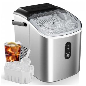 Máquina de Gelo que Produz 12 kg em 24H com Função de Autolimpeza, Inclui Cesta e Colher de Gelo, 110V 170W, EUHOMY, Prata