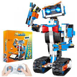 Kit de Construção Robô Inteligente com Controle Remoto e por App 635 Peças para Crianças de 5 a 7 Anos, OKK 13063, Azul