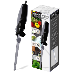 Faca Elétrica com 23 cm de Lâmina de Aço Inox, Cabo Antiderrapante, Peças Laváveis, Botão de Segurança, Empunhadura Ergonômica,Prime Cuisine