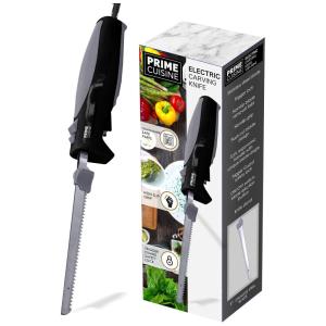 Faca Elétrica com 23 cm de Lâmina de Aço Inox, Cabo Antiderrapante, Peças Laváveis, Botão de Segurança, Empunhadura Ergonômica,Prime Cuisine