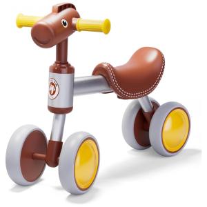 Bicicleta sem Pedal com 4 Rodas para Crianças de 1 a 3 Anos, PerKidern, Marrom